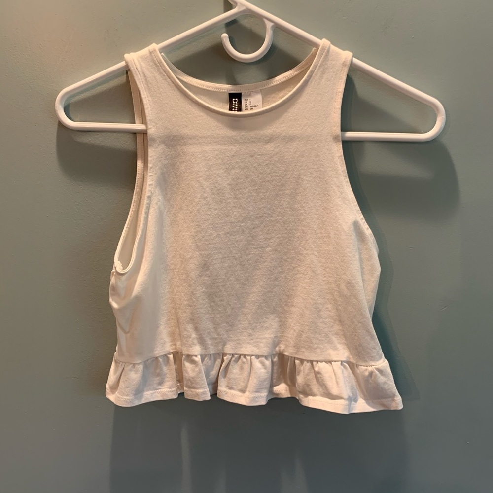 White Ruffle Crop Top